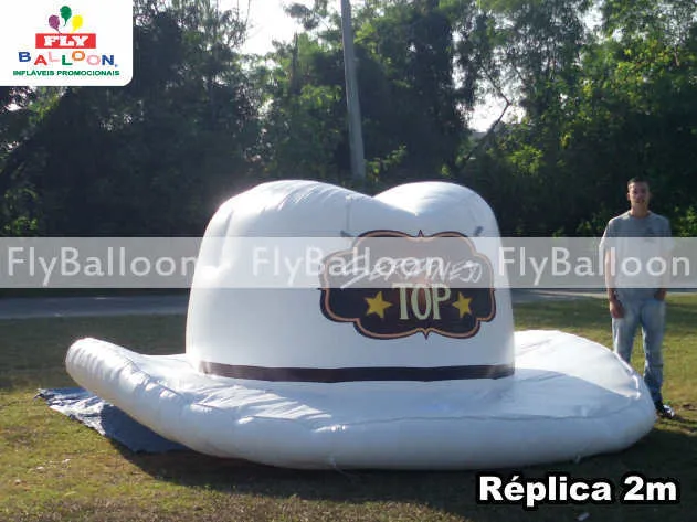 replica inflavel promocional chapeu sertanejo top