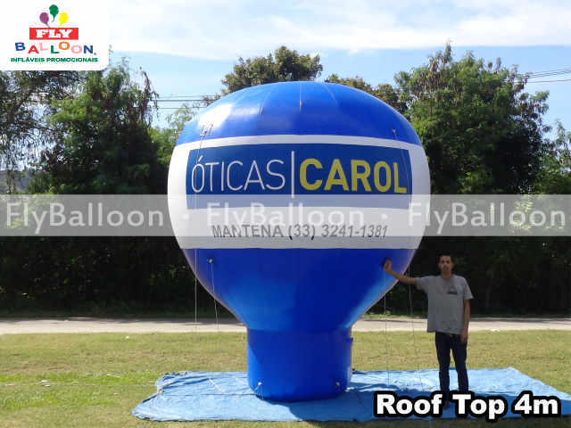 balão promocional roof top óticas carol mantena