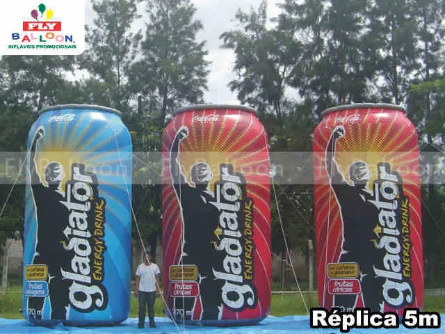 replicas inflaveis promocionais lata gladiator energy drynk