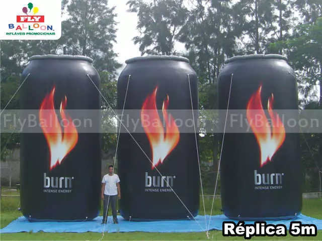 replicas inflaveis gigantes promocionais burn intense energy