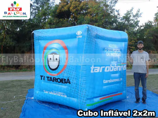 cubo inflável gigante promocional tv taroba news
