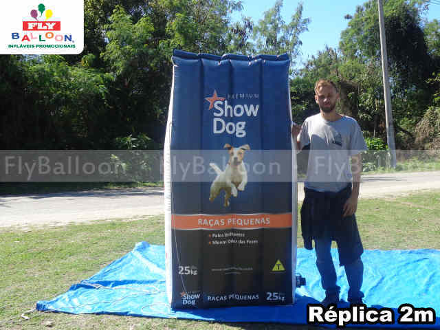 réplica gigante inflável promocional ração show dog premium raças pequenas