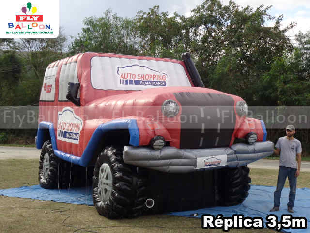 réplica inflável promocional jeep auto shopping praia grande