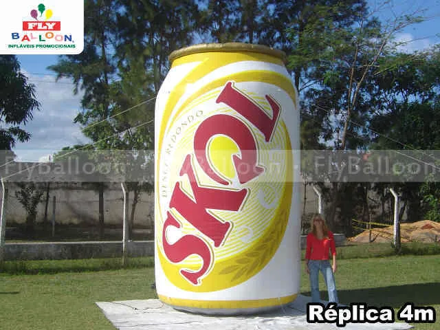 réplica inflável promocional lata cerveja skol