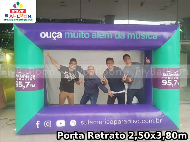 porta retrato inflável promocional rádio sulamérica paradiso fm