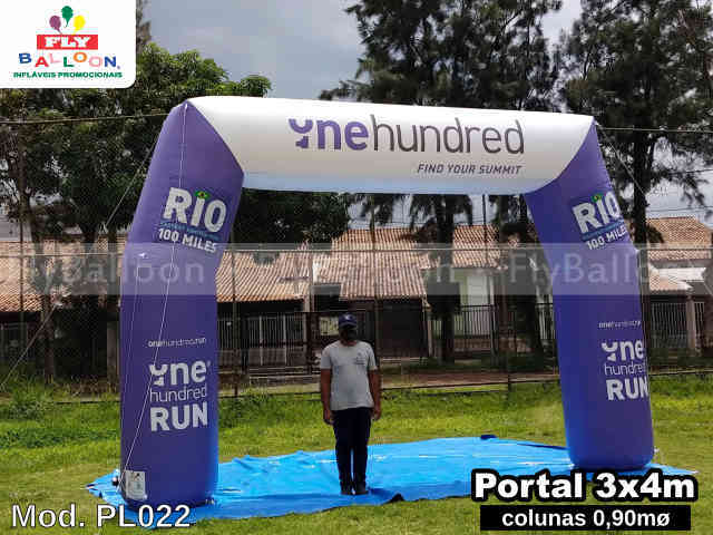 pórtico inflável promocional one hundred run rio 100 miles