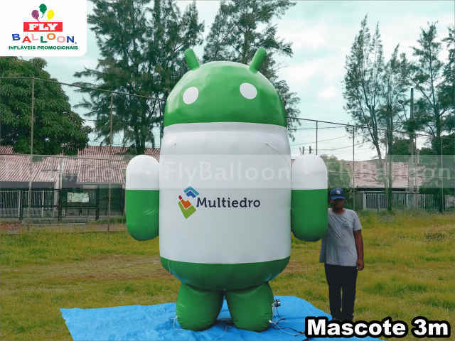 mascote inflável gigante promocional android multiedro