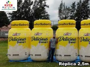 réplicas infláveis promocionais FTW delicious 3 whey sabor wheyzinho