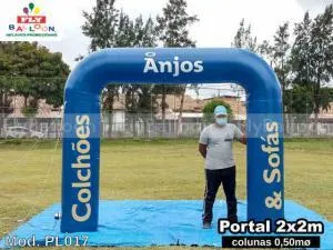 pórtico inflável promocional personalizado anjos colchões e sofás