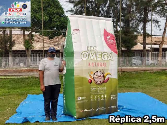 replica inflavel promocional racao pro omega natural