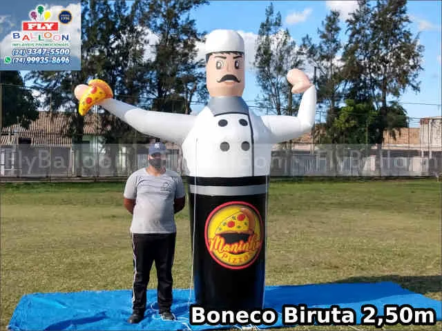 boneco pizzaiolo biruta inflável maninho pizzas