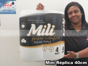 mini réplica inflável promocional papel higiênico mili prime comort