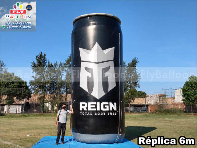 replica gigante inflável promocional reign energético para fitness