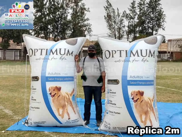 réplicas infláveis gigantes promocionais ração optimum sabor frangos selecionados