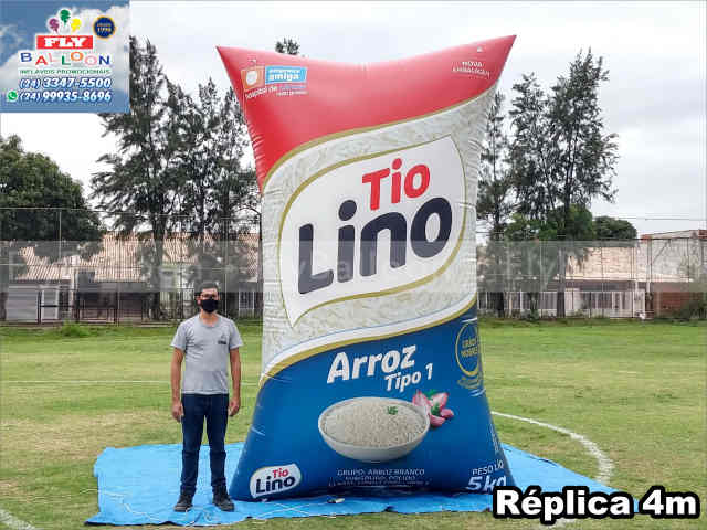 réplica gigante inflável promocional saco arroz tio lino