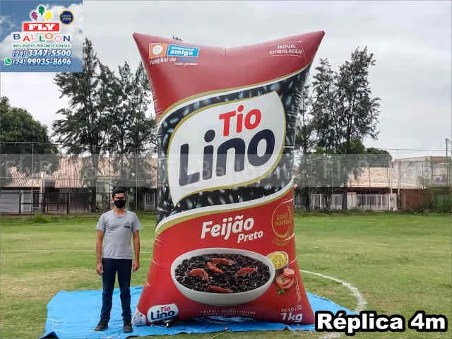 réplica gigante inflável promocional saco feijão tio lino