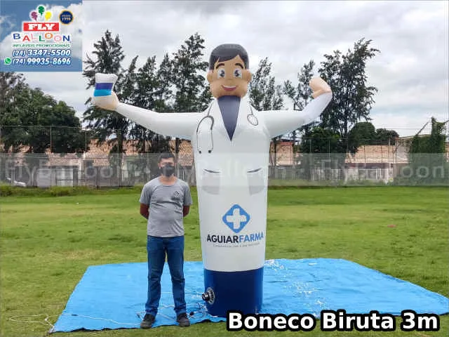 boneco biruta inflável personalizado aguiar farma