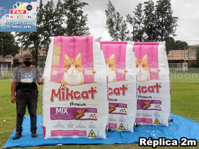 embalagens gigantes infláveis promocionais ração mikcat premium
