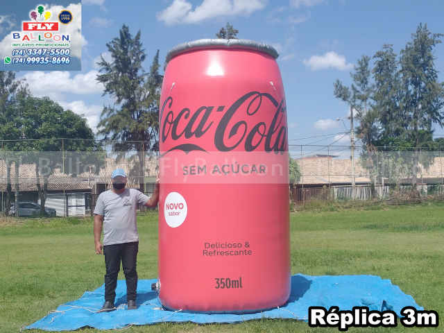 réplica inflável gigante promocional lata novo sabor coca cola sem açúcar