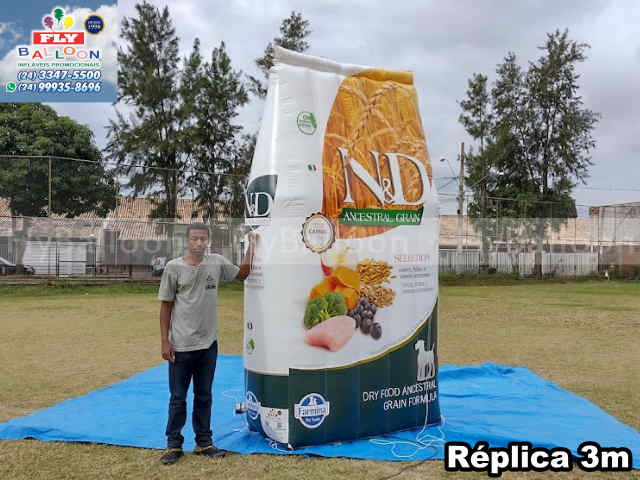 replica inflável gigante promocional ração farmina N&D ancestral grain carnes