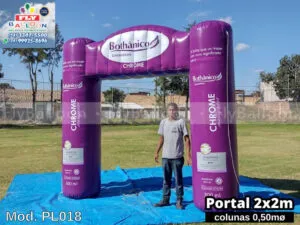pórtico inflável promocional bothânico cosméticos chrome
