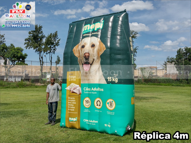 réplica inflável gigante promocional ração cães adultos mopi