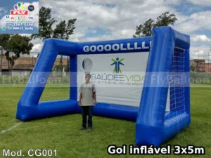 chute a gol inflável promocional saúde e vida ginástica laboral