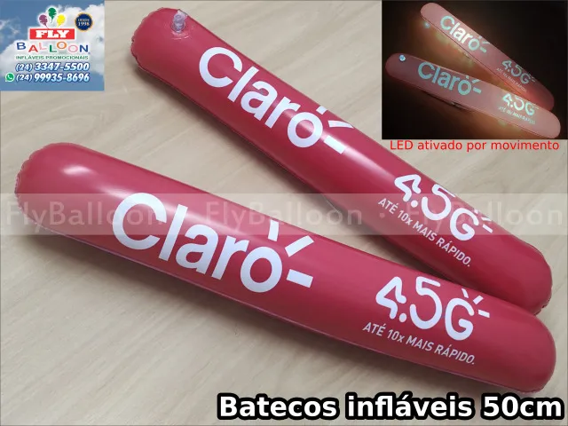 bastões infláveis promocionais claro 4.5g com led