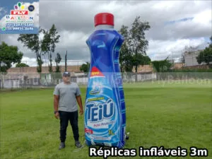 réplica gigante inflável promocional lava roupas líquido teiú