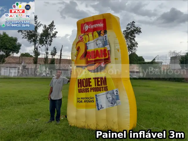 painel inflável gigante promocional campeão supermercados