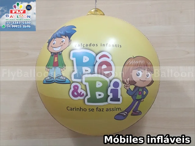 móbile inflável promocional calçados infantis bê & bi