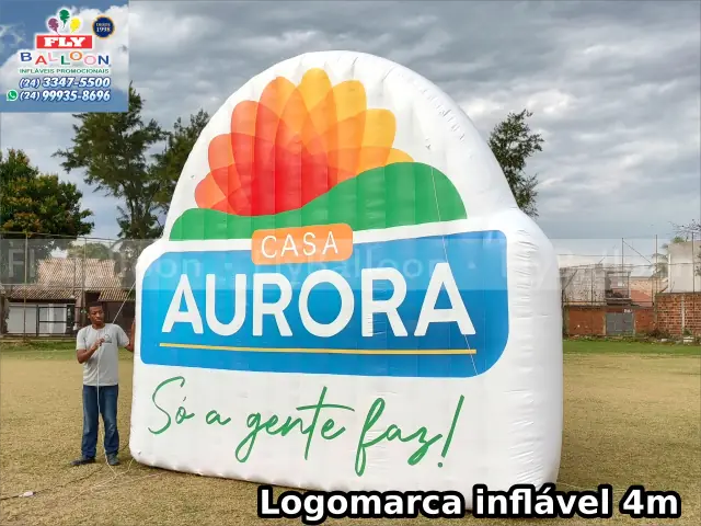 logomarca inflável gigante promocional casa aurora