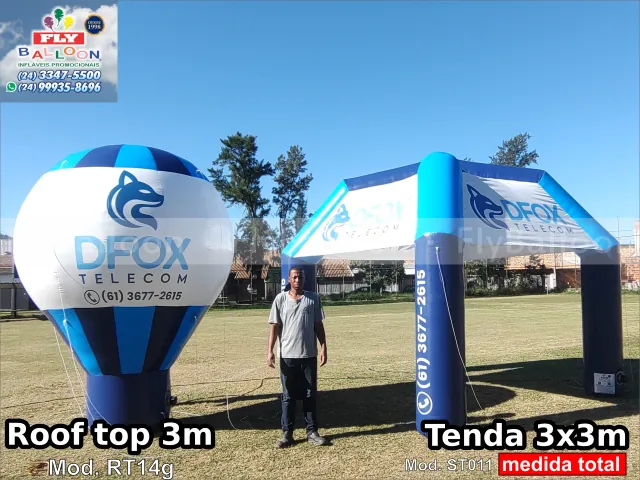 combo balão roof top tenda inflável dfox telecom