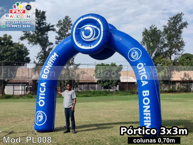 Pórtico em arco inflável promocional da Ótica Bonffim