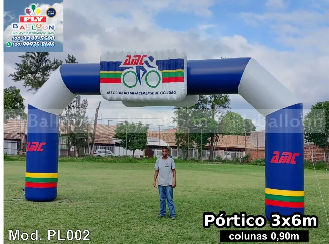 Pórtico inflável personalizado da Associação Miracemense de Ciclismo