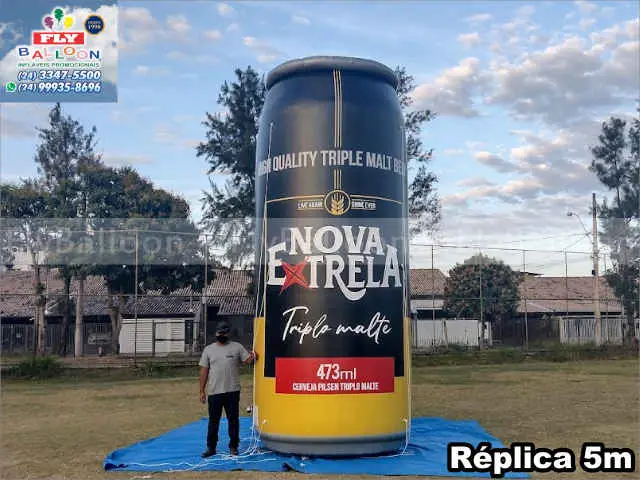 replica inflável gigante promocional lata cerveja nova extrela triplo malte