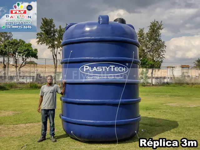 réplica inflável gigante promocional tanque de armazenamento de água plastytech