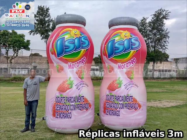 replicas gigantes infláveis promocionais embalagem iogurte isis morango